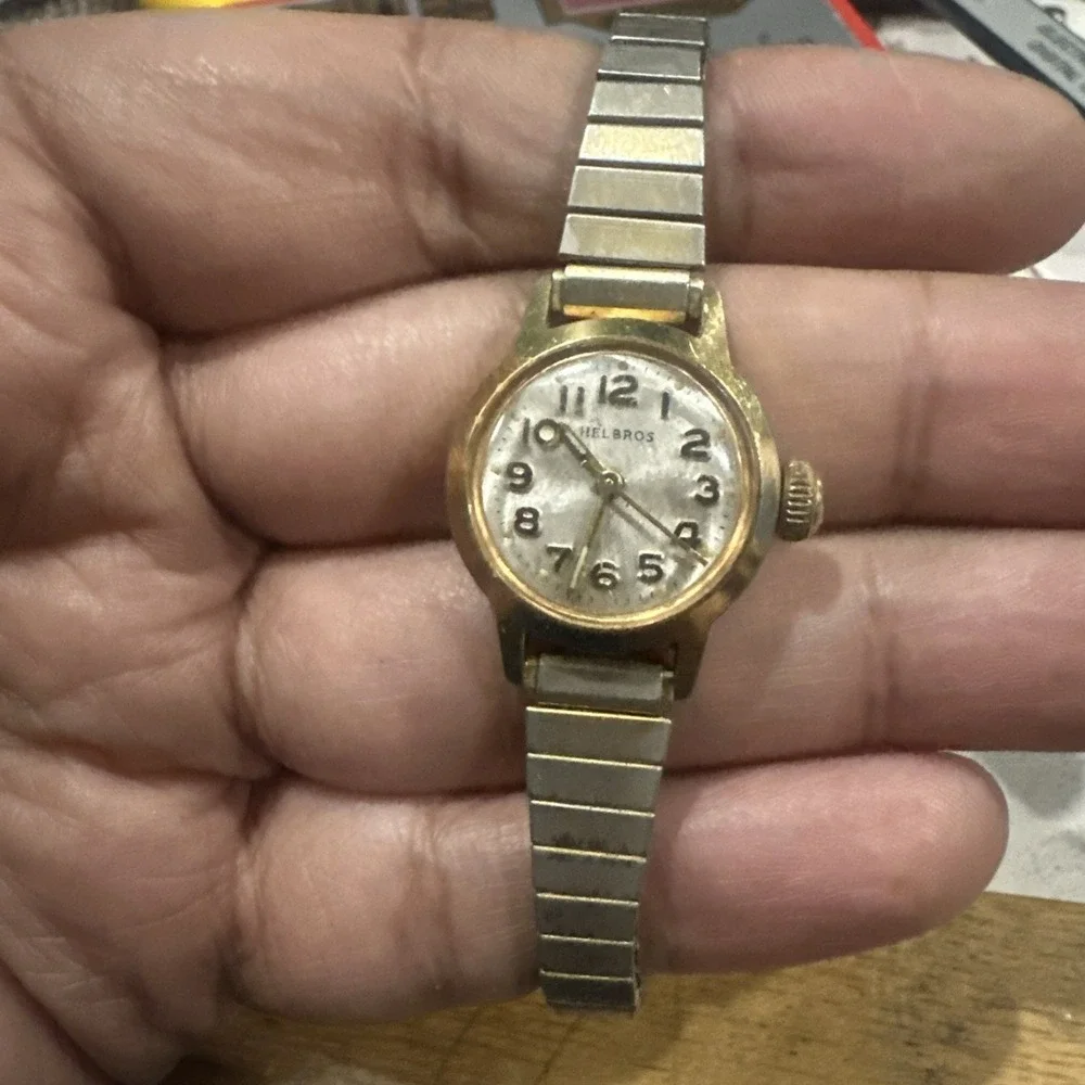 Working Vintage Helbros  Manual Wind Ladies Watch Gold Tone 21mm Fit 6.5